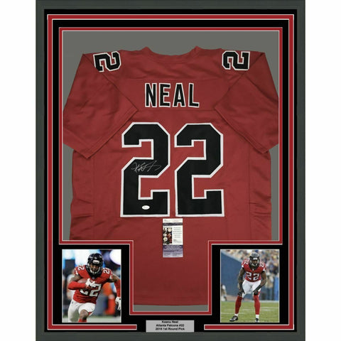 FRAMED Autographed/Signed KEANU NEAL 33x42 Atlanta Color Rush Jersey JSA COA