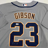 Autographed/Signed Kirk Gibson Detroit Tigers Grey Jersey Beckett BAS COA
