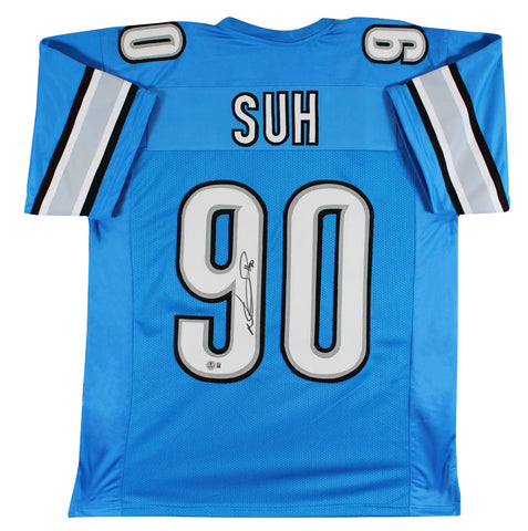 Ndamukong Suh Signed Detroit Lions Jersey (Beckett) 2010 #2 Overall Draft Pck DT