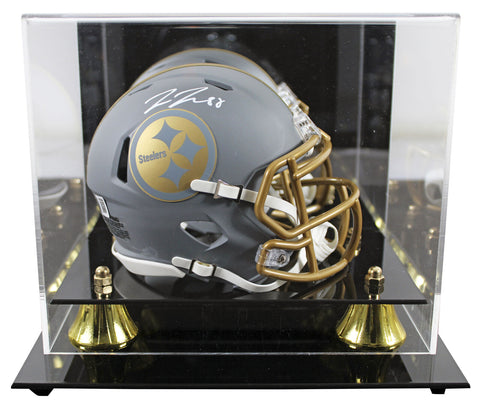 Steelers Pat Freiermuth Signed Slate Speed Mini Helmet W/ Case BAS Witnessed