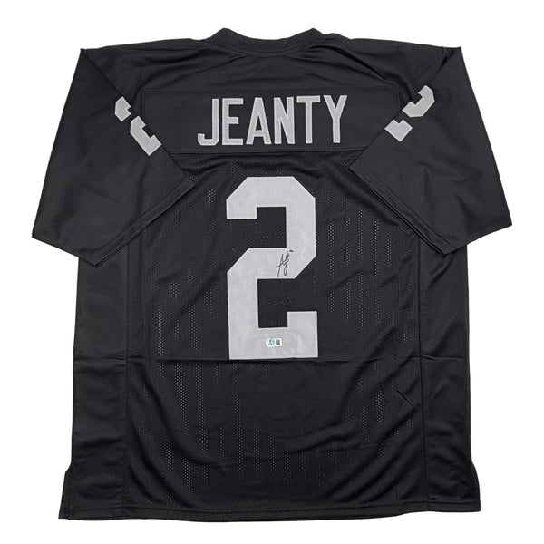 Autographed/Signed Ashton Jeanty Oakland Black Football Jersey Beckett BAS COA