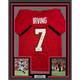 Framed Autographed/Signed Bucky Irving 35x39 Tampa Bay Red Jersey BAS COA