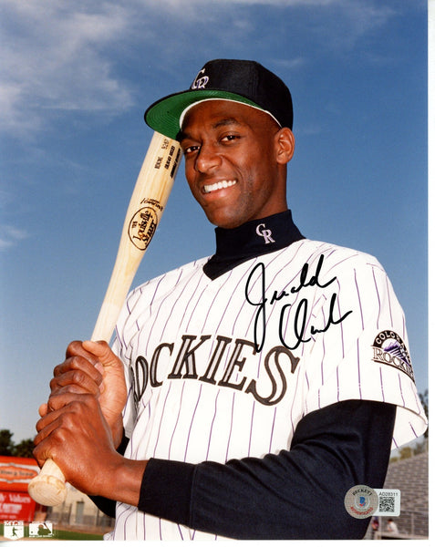 Jerald Clark Autographed/Signed Colorado Rockies 8x10 Photo Beckett 55875