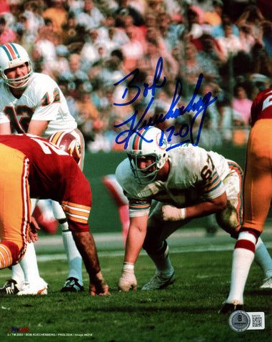 Bob Kuechenberg Signed Miami Dolphins 8x10 Photo 17-0 Beckett 47801