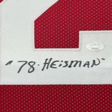 Framed Signed Billy Sims 78 HT 35x39 Oklahoma Maroon Jersey JSA COA