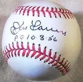 Don Larsen Autographed MLB Baseball Inscribed "PG 10-8-56"