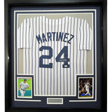 Framed Autographed/Signed Tino Martinez 35x39 Pinstripe Jersey PSA/DNA COA