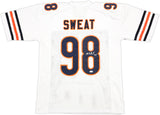 CHICAGO BEARS MONTEZ SWEAT AUTOGRAPHED SIGNED WHITE JERSEY JSA STOCK #233376