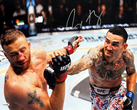 Max Holloway Signed 16x20 UFC Fight vs Justin Gaethje JSA QR