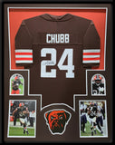 FRAMED CLEVELAND BROWNS NICK CHUBB AUTOGRAPHED SIGNED JERSEY JSA COA