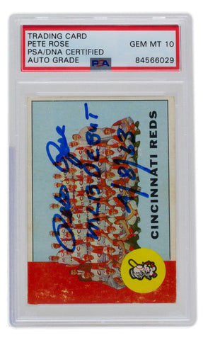 Pete Rose Signed 1963 Topps Reds Team #63 Baseball Card MLB Debut PSA/DNA GEM