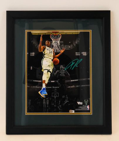 Giannis Antetokounmpo Autographed 11x14 Photo -- Framed 18x20 | Fanatics COA