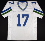 Dave Krieg Signed Seattle Seahawks White Jersey (JSA COA) 3xPro Bowl Quarterback