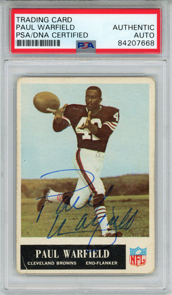 Paul Warfield Signed 1965 Philadelphia #41 Trading Card PSA Slab 43653