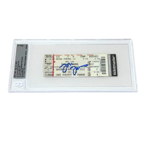 Jon Jones Signed 2012 UFC 145 3rd Title Defense vs Rashad Evans Ticket - BGS 7