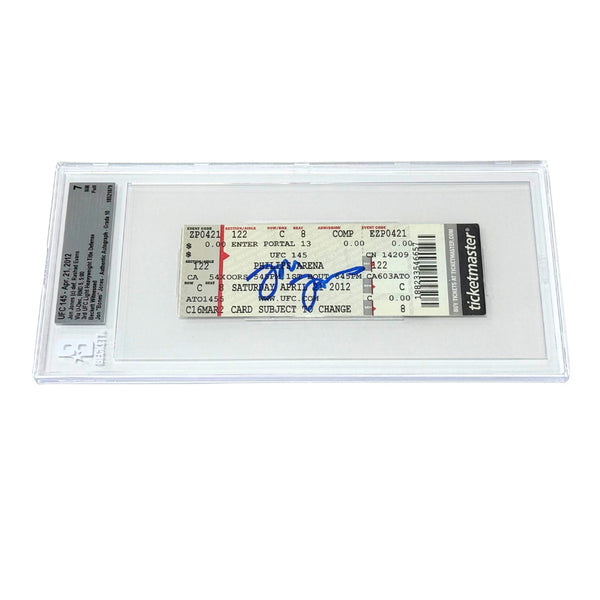 Jon Jones Signed 2012 UFC 145 3rd Title Defense vs Rashad Evans Ticket - BGS 7
