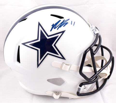 Micah Parsons Autographed Dallas Cowboys Flat White F/S Speed Helmet-Fanatics