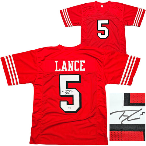 SAN FRANCISCO 49ERS TREY LANCE AUTOGRAPHED RED JERSEY BECKETT BAS WITNESS 215019