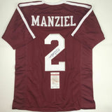 Autographed/Signed JOHNNY MANZIEL Texas A&M Maroon Football Jersey JSA COA Auto