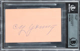 Cy Young Authentic Signed 3x5 Index Card Auto 9! Autographed BAS Slabbed