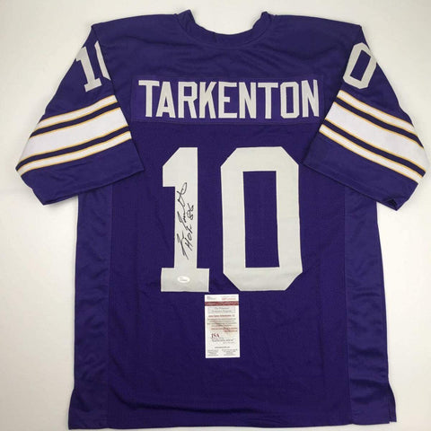 Autographed/Signed Fran Tarkenton HOF 86 Minnesota Purple Jersey JSA COA