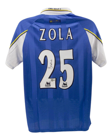 Gianfranco Zola Signed Chelsea Football Club Jersey (Beckett) Forward 1996-2003