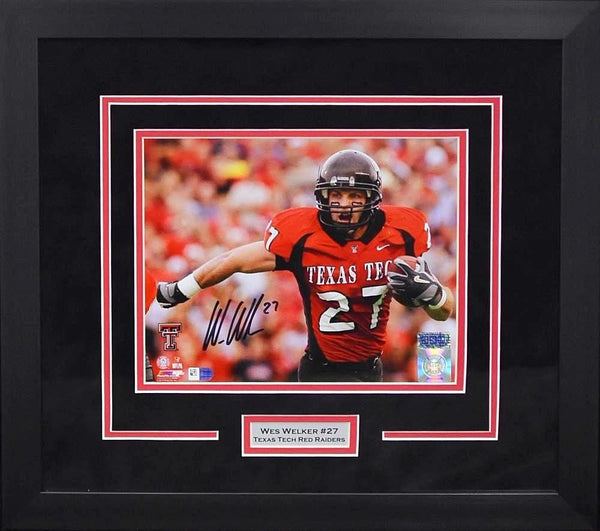 WES WELKER AUTOGRAPHED TEXAS TECH RED RAIDERS 8x10 FRAMED PHOTO FANATICS