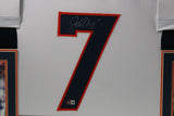 John Elway Autographed/Signed Pro Style Framed White XL Jersey Beckett 35345