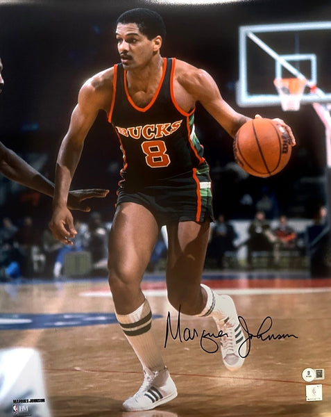 Milwaukee Bucks Legend MARQUES JOHNSON Signed 16x20 Photo #1 AUTO - BAS