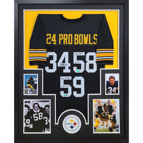 Pittsburgh Steelers Autographed Signed Framed Lambert Ham Russell Jersey BECKETT
