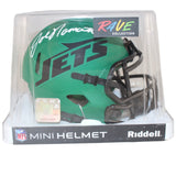 Joe Namath Autographed New York Jets Rave Mini Helmet Beckett Witness 48626