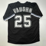 Autographed/Signed Andrew Vaughn Chicago Black Baseball Jersey Beckett BAS COA