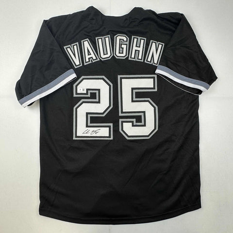 Autographed/Signed Andrew Vaughn Chicago Black Baseball Jersey Beckett BAS COA