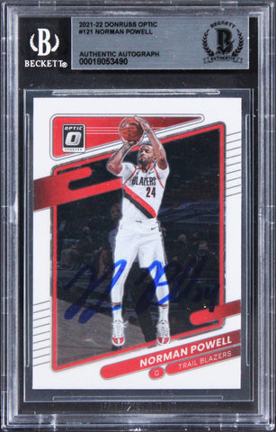 Blazers Norman Powell Authentic Signed 2021 Donruss Optic #121 Card BAS Slabbed