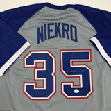 Autographed/Signed Phil Niekro Atlanta Grey Baseball Jersey JSA COA Holo Only