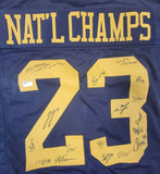 NEW! JJ McCarthy, Blake Corum and Team Signed Natl Champs XL STAT Jersey W/ INS