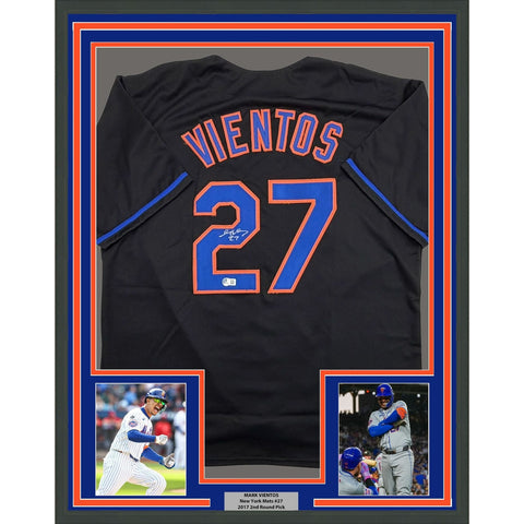 Framed Autographed/Signed Mark Vientos 35x39 New York Black Jersey BAS COA