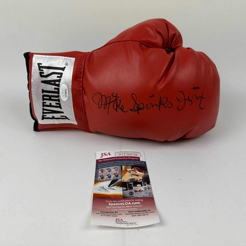 Autographed/Signed Michael Jinx Spinks Red Everlast Boxing Glove JSA COA