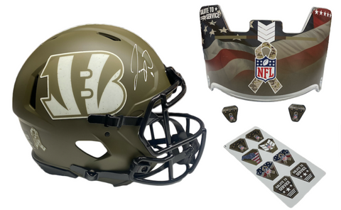 Joe Burrow Autographed Bengals STS Military Ribbon Ed. Authentic Helmet Fanatics