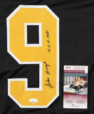 Johnny Bucyk Signed Boston Bruins Captain Jersey Inscribed"H.O.F. 1981"(JSA COA)