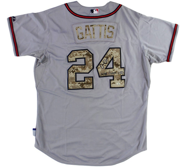 Evan Gattis Signed Game Used Atlanta Braves Gray Memorial Day Jersey - 2013 Game