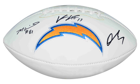 KEENAN ALLEN MIKE WILLIAMS QUENTIN JOHNSTON SIGNED LOS ANGELES CHARGERS FOOTBALL