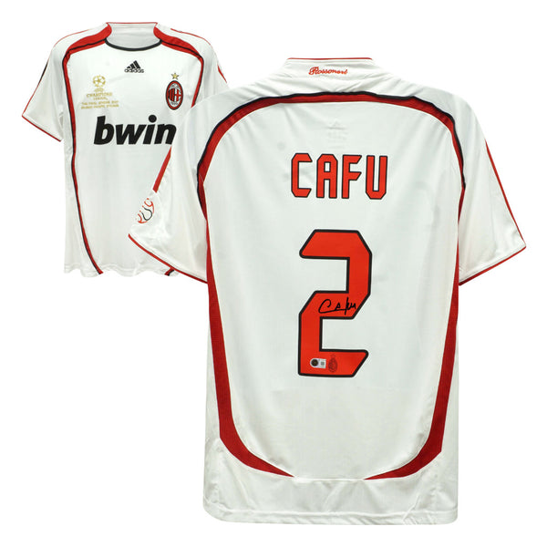 Cafu Signed AC Milan Away Soccer Jersey #2 with Beckett COA