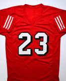 Christian McCaffrey Autographed Red Shadow Pro Style Jersey- Beckett Hologram