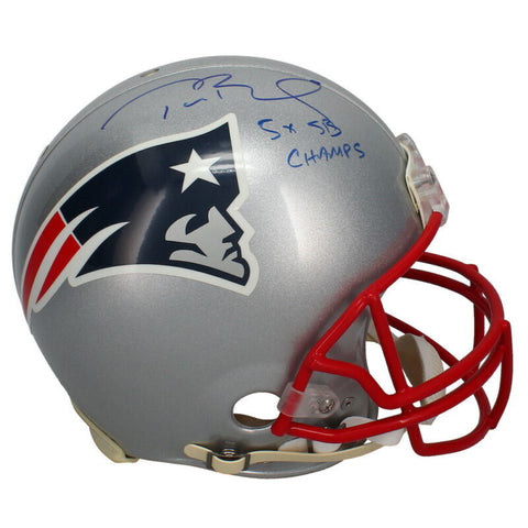 Tom Brady Autographed "5x SB Champs" Authentic Patriots Proline Helmet TriStar