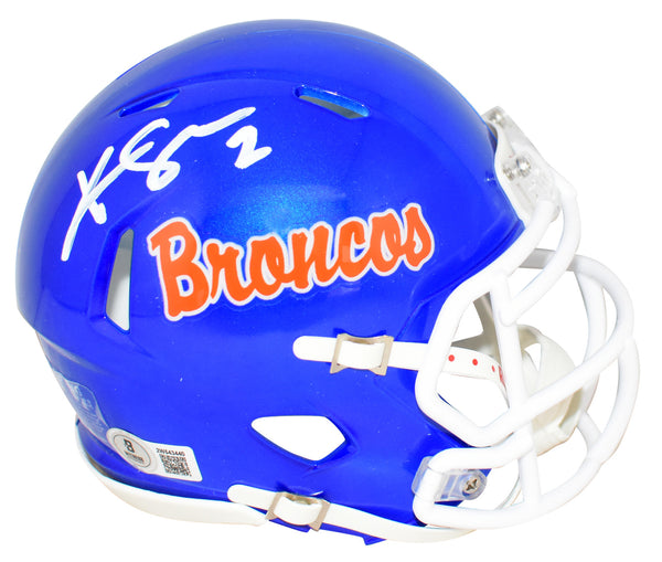 KHALIL SHAKIR AUTOGRAPHED BOISE STATE BRONCOS BLUE SPEED MINI HELMET BECKETT