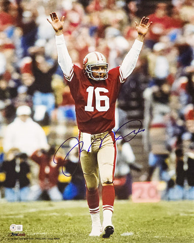 JOE MONTANA AUTOGRAPHED 16X20 PHOTO SAN FRANCISCO 49ERS BECKETT BAS QR 221162