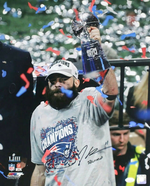 Julian Edelman New England Patriots Signed SB LIII MVP Insc 16x20 Photo JSA