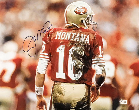 JOE MONTANA AUTOGRAPHED 16X20 PHOTO SAN FRANCISCO 49ERS BECKETT BAS QR 221163
