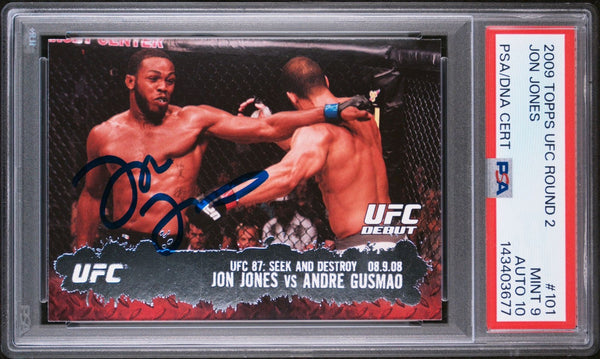 Jon Jones Signed 2009 Topps UFC Seek and Destroy Rookie - PSA 9 AUTO 10